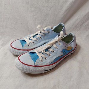 Converse Women's Size 9 Custom Painted Blue Water Sun Moon Shoes No Insoles
